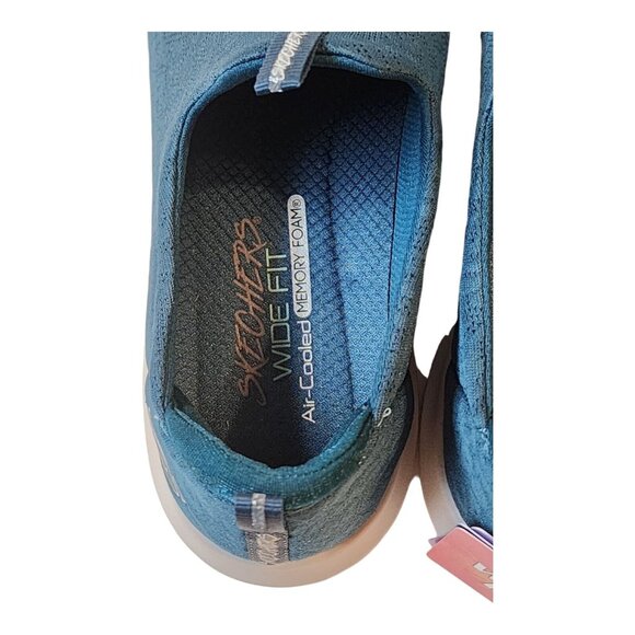 SKECHERS - 8.5W WOMENS ULTRA FLEX - PURE SPARK SLIP ON SHOES Blue Teal - Picture 5 of 13